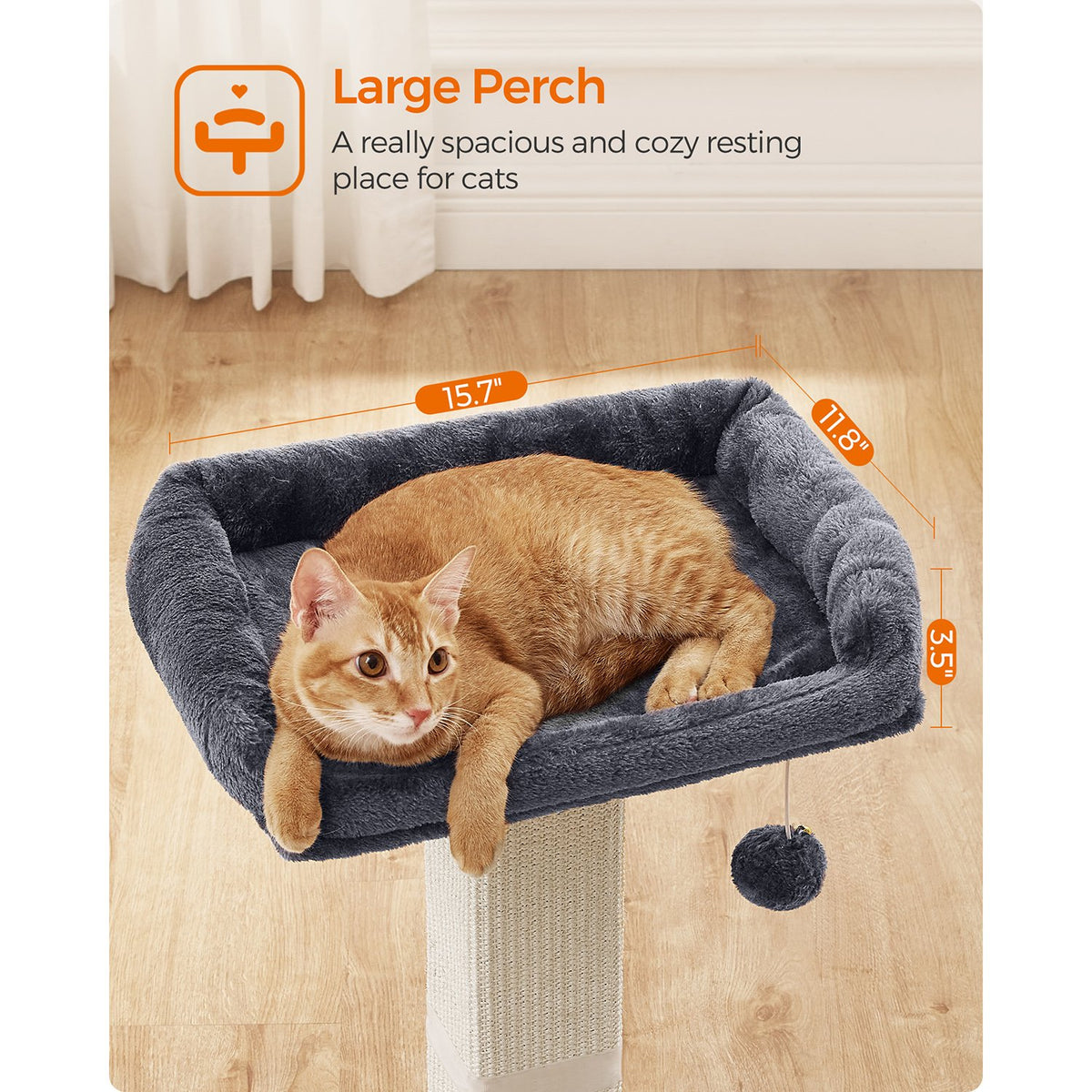 Cat Scratching Post with Plush Perch, 27.9-Inch