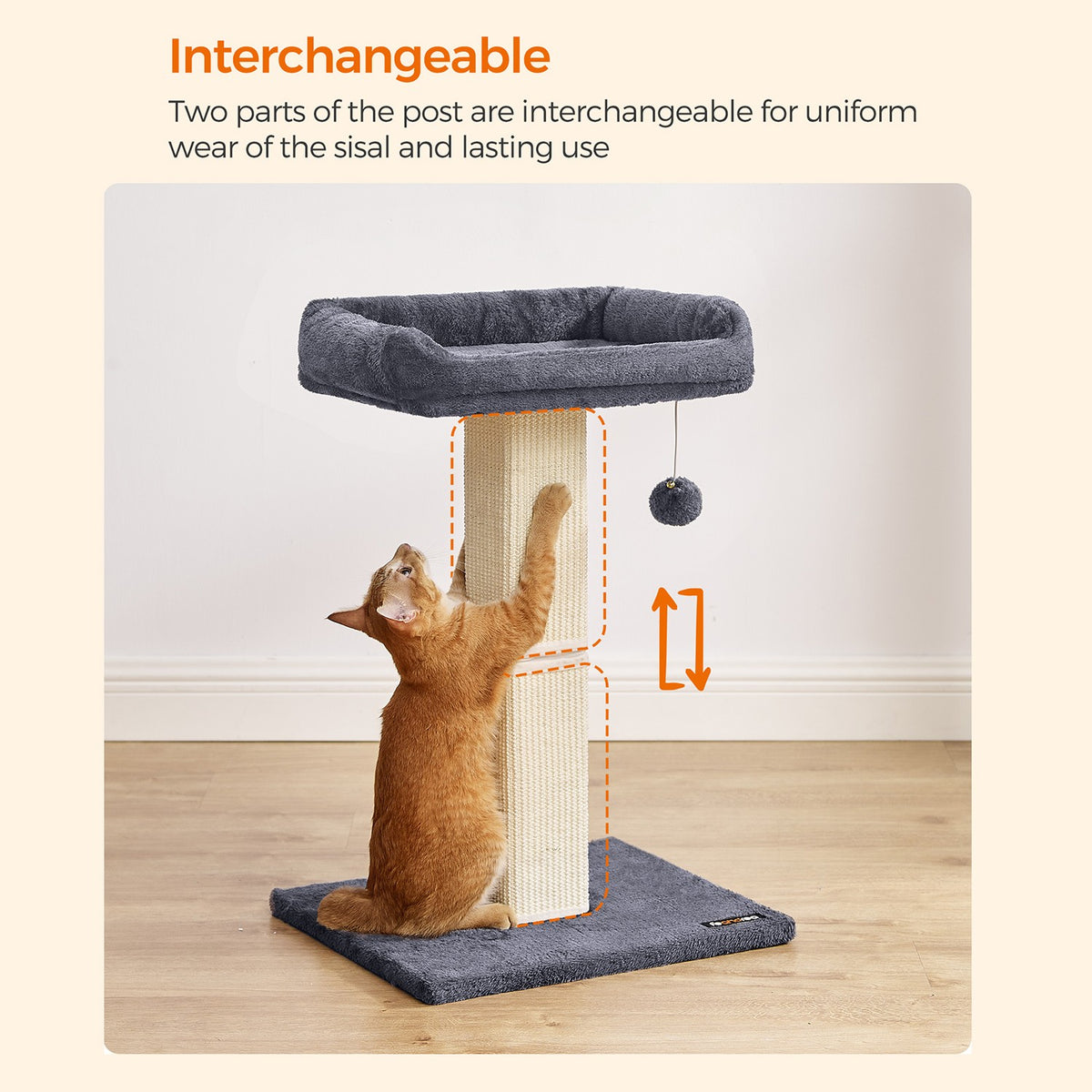 Cat Scratching Post with Plush Perch, 27.9-Inch