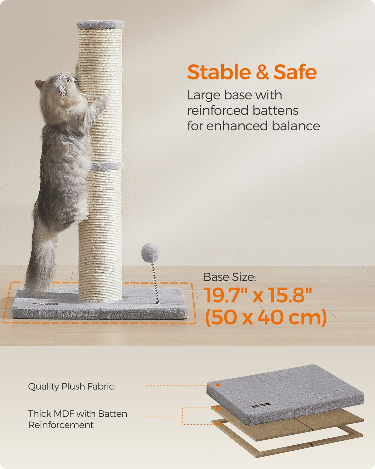 Cat Scratching Post for Medium and Large Cats, 33.5-Inch