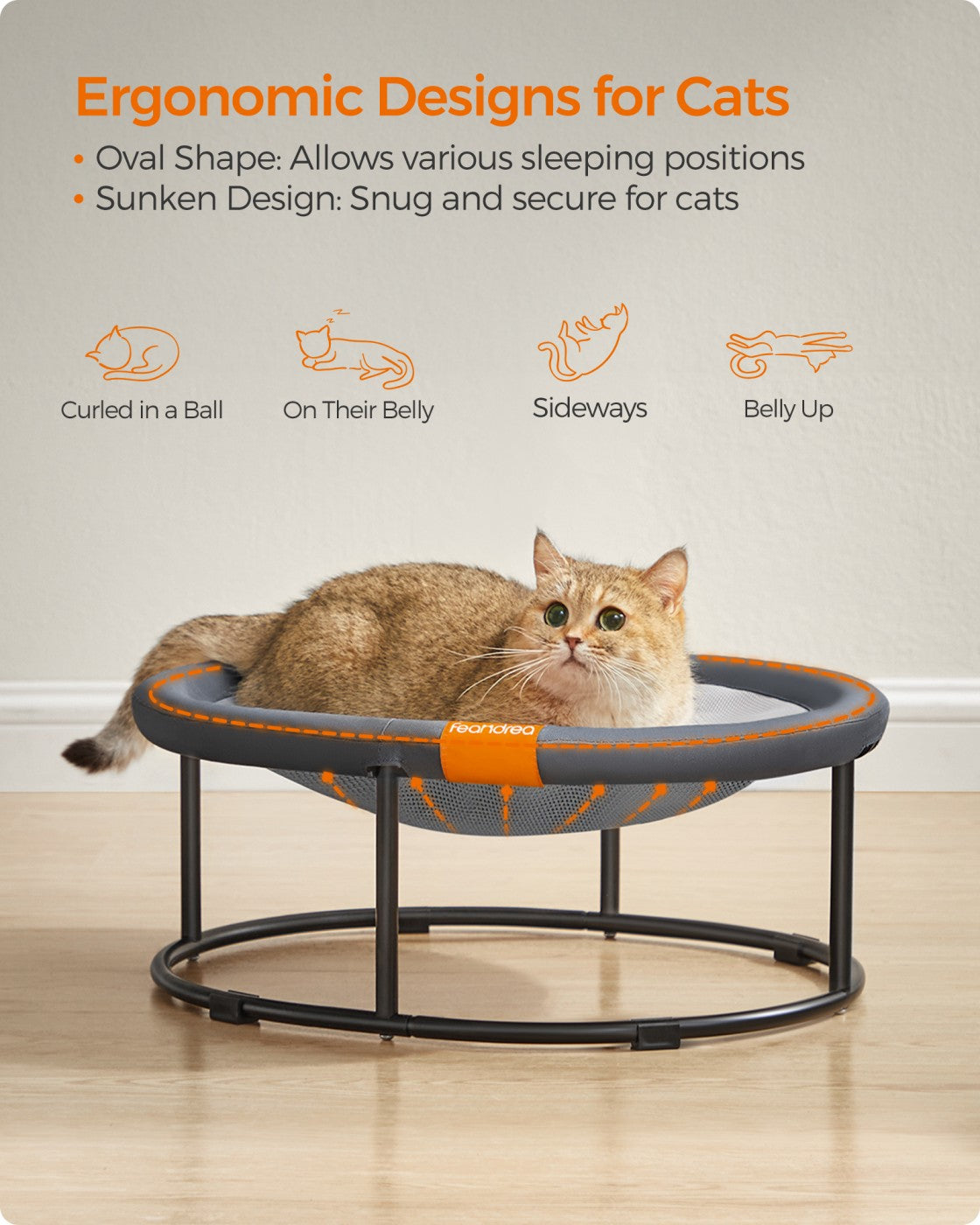 Elevated Oval Dog Bed for Small and Large Dogs Gray