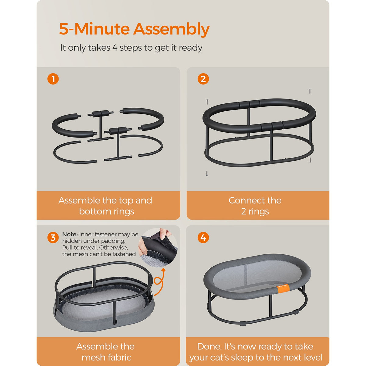 Elevated Oval Dog Bed for Small and Large Dogs Gray