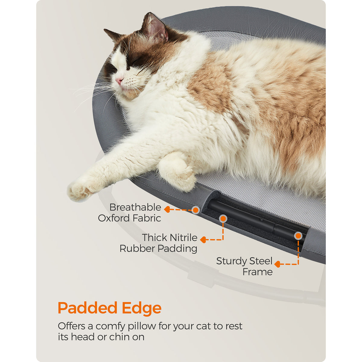 Elevated Oval Dog Bed for Small and Large Dogs Gray