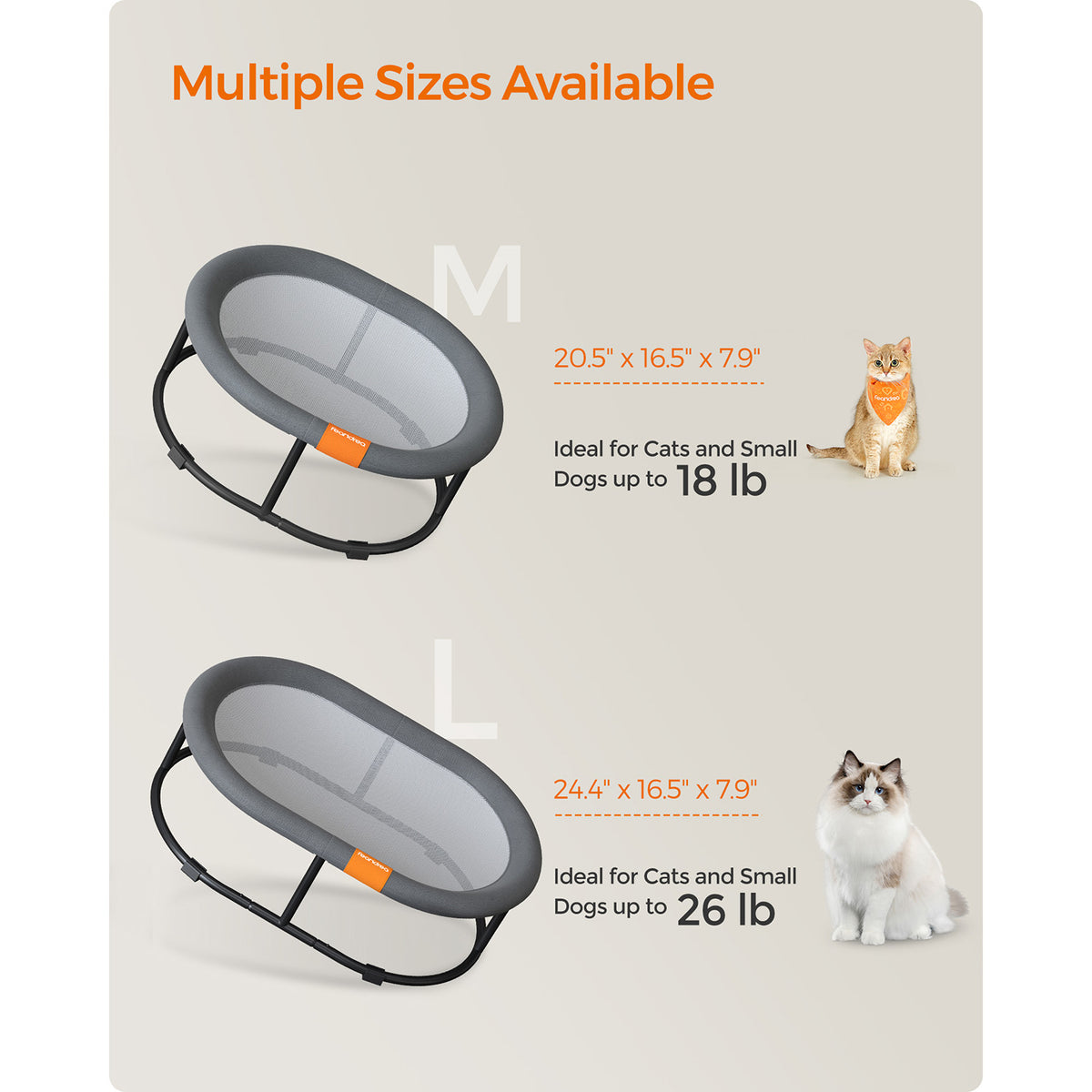 Elevated Oval Dog Bed for Small and Large Dogs Gray