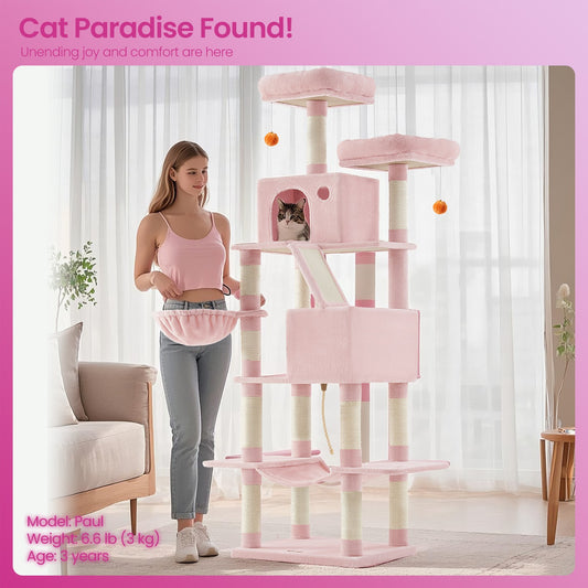 Large cat tree with scratching posts hammock and perches for indoor cats - image 1