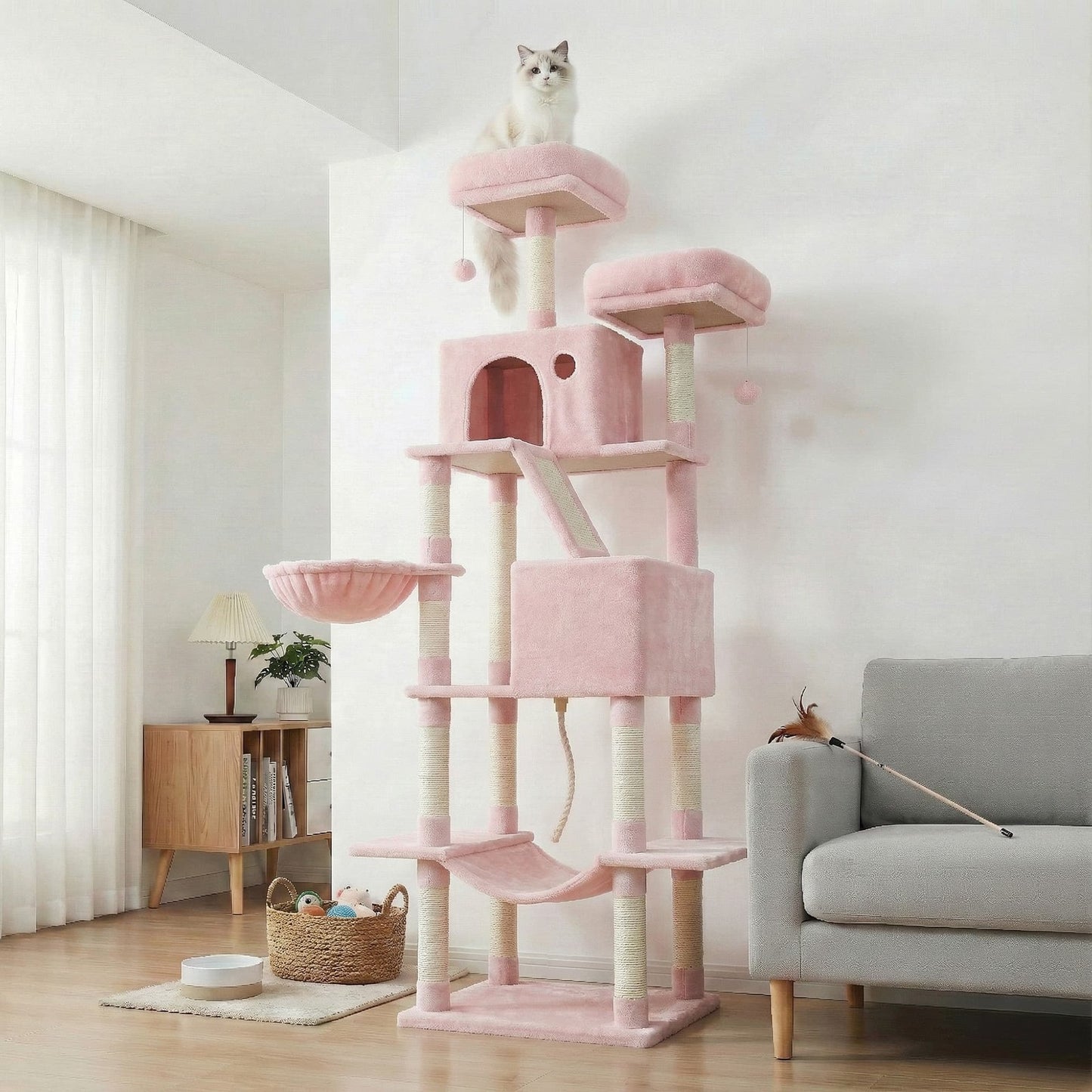 Large cat tree with scratching posts hammock and perches for indoor cats - image 2