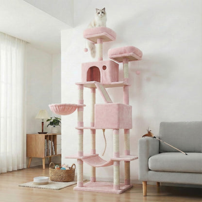 Large cat tree with scratching posts hammock and perches for indoor cats - image 2