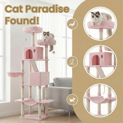 Large cat tree with scratching posts hammock and perches for indoor cats - image 7