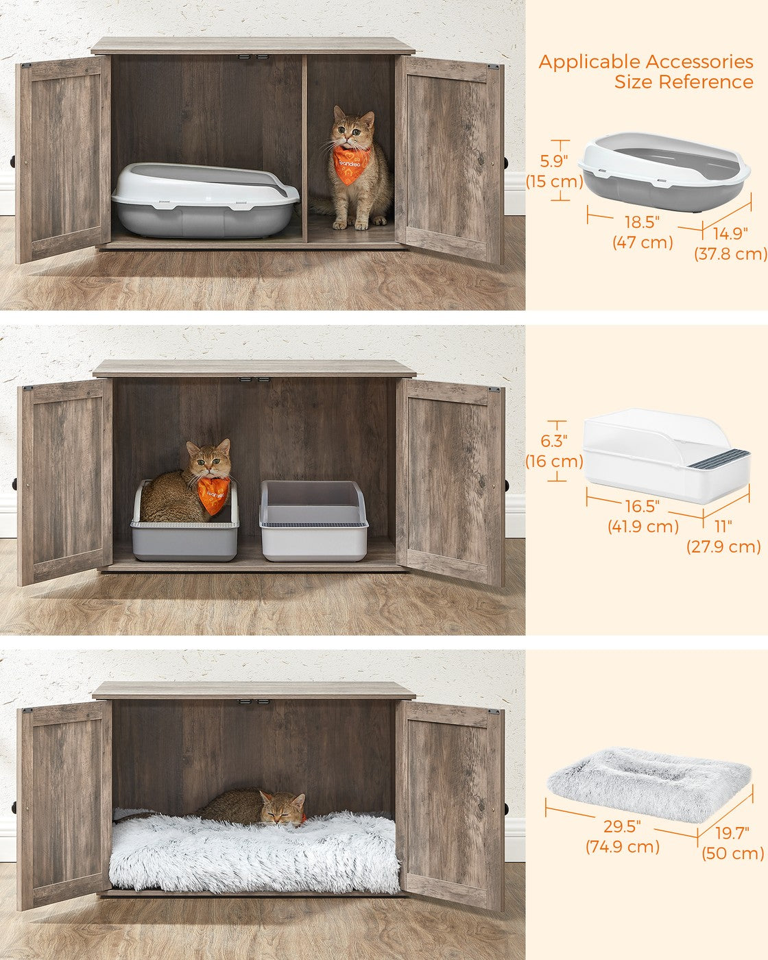 Hidden Cat Litter Box Enclosure, Wooden Cabinet Furniture, Cat Washroom with Doors