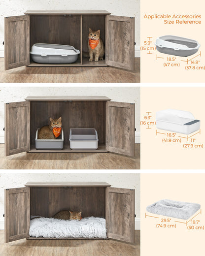 Hidden Cat Litter Box Enclosure, Wooden Cabinet Furniture, Cat Washroom with Doors