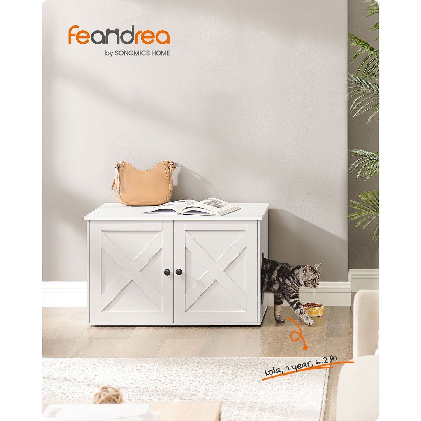 Cat Litter Box Enclosure with Removable Divider - HWLEXTRA 