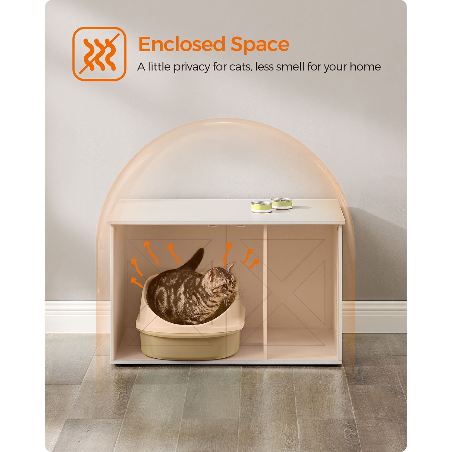Cat Litter Box Enclosure with Removable Divider - HWLEXTRA 