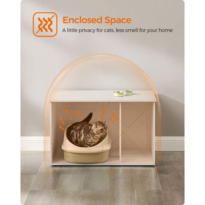 Cat Litter Box Enclosure with Removable Divider - HWLEXTRA 