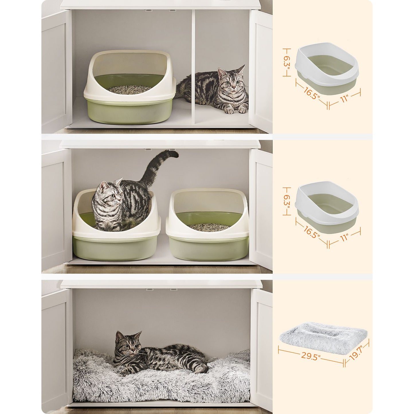 Cat Litter Box Enclosure with Removable Divider - HWLEXTRA 