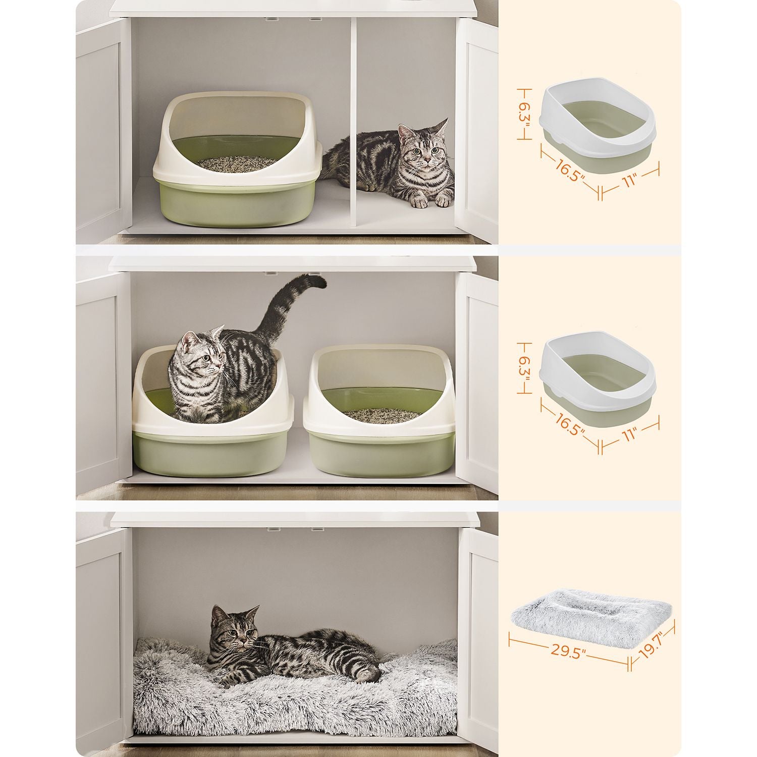 Cat Litter Box Enclosure with Removable Divider - HWLEXTRA 