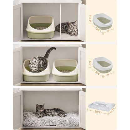 Cat Litter Box Enclosure with Removable Divider - HWLEXTRA 