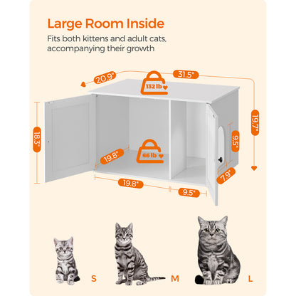 Cat Litter Box Enclosure with Removable Divider - HWLEXTRA 