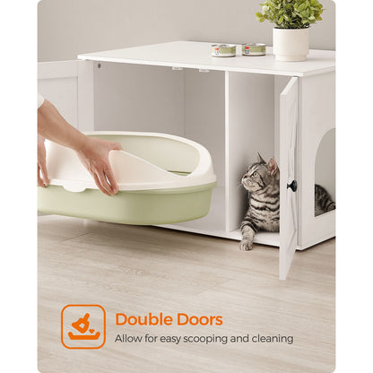 Cat Litter Box Enclosure with Removable Divider - HWLEXTRA 