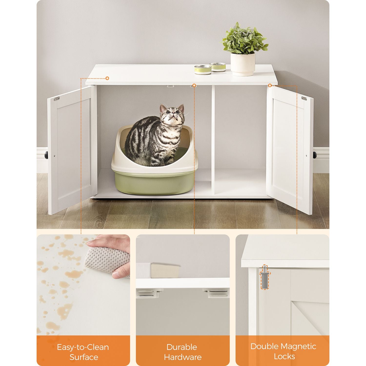 Cat Litter Box Enclosure with Removable Divider - HWLEXTRA 