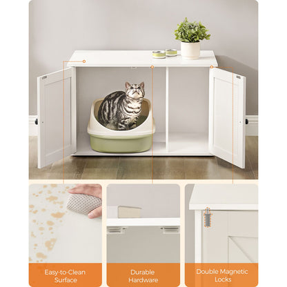 Cat Litter Box Enclosure with Removable Divider - HWLEXTRA 