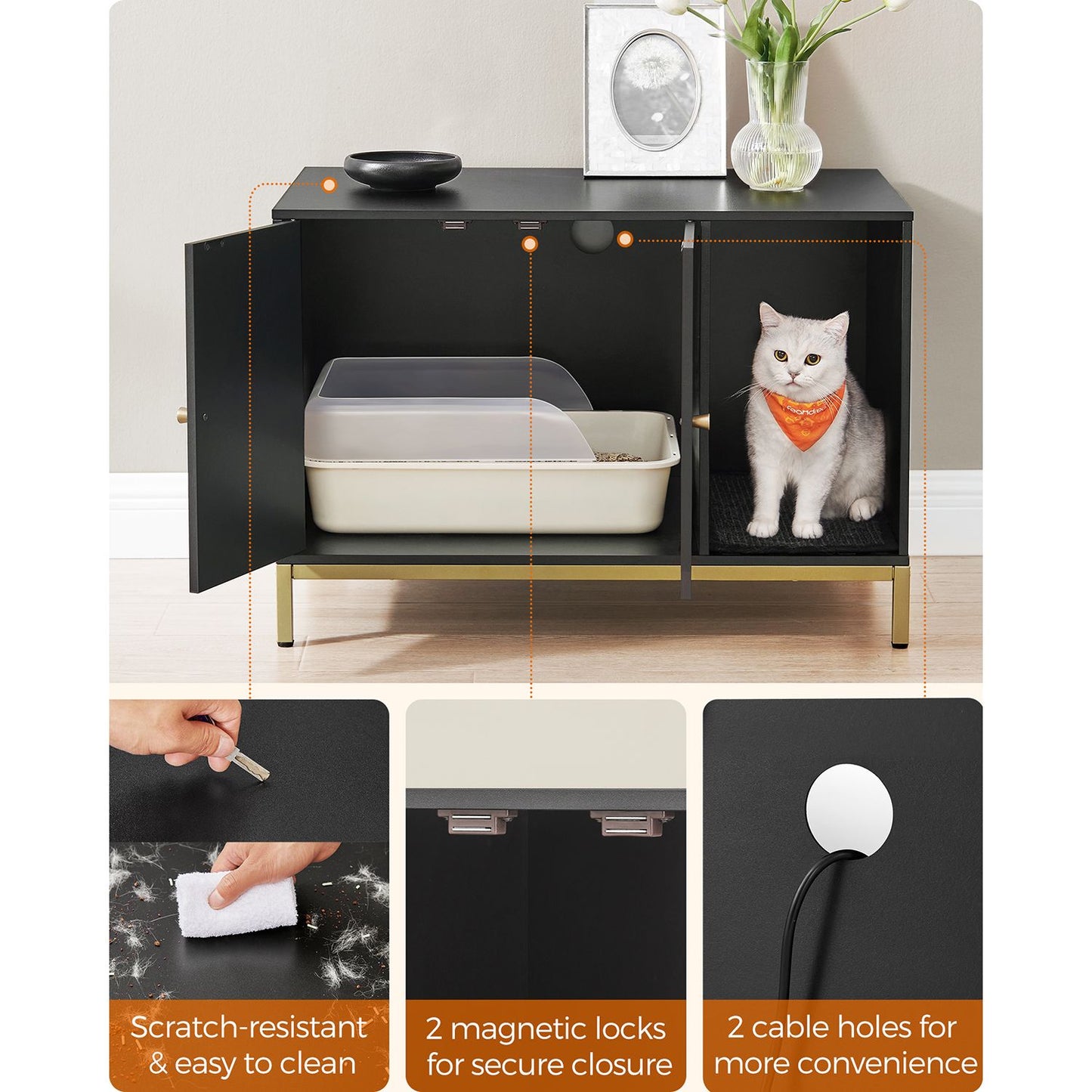 Modern Cat Litter Box Furniture Hidden