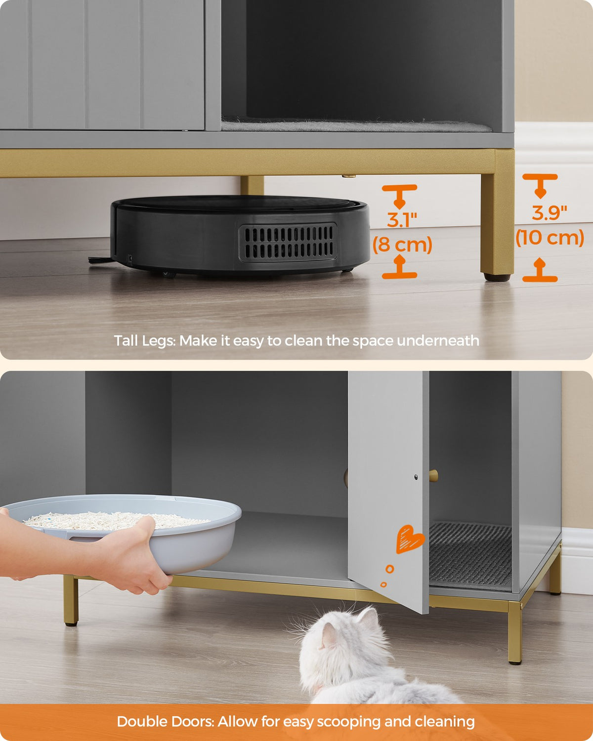 Modern Cat Litter Box Furniture Hidden