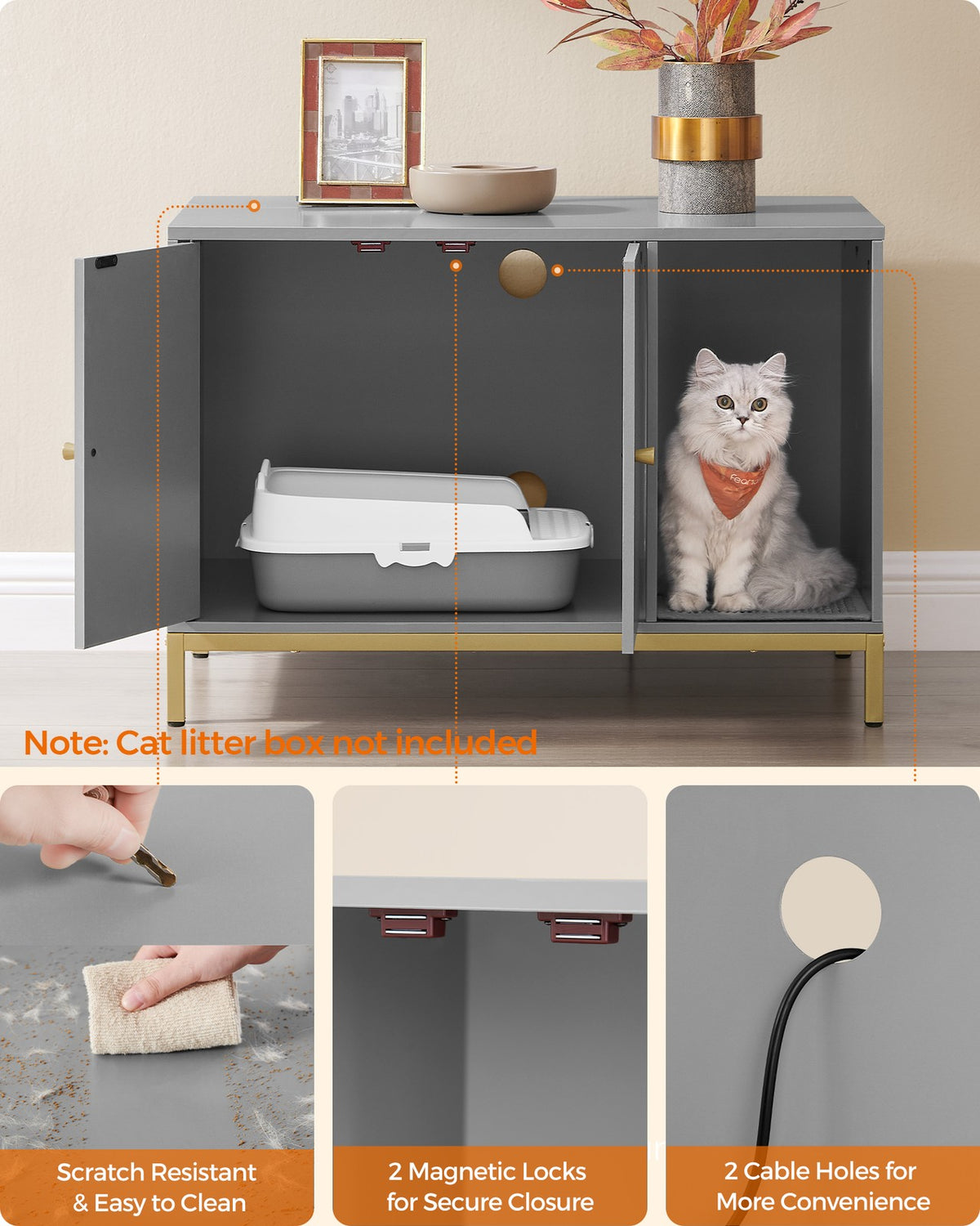 Modern Cat Litter Box Furniture Hidden