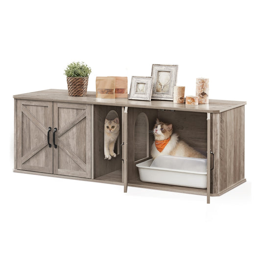 Modern Cat Litter Box Furniture Hidden for 2 Cats - image 1