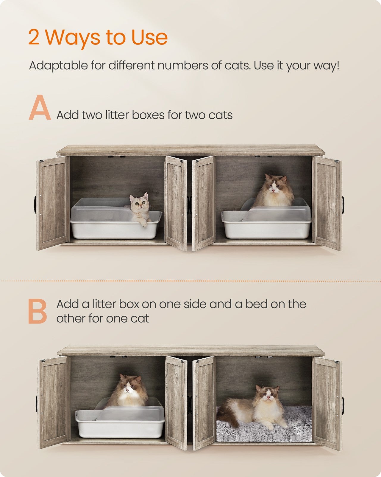 Modern Cat Litter Box Furniture Hidden for 2 Cats - image 4