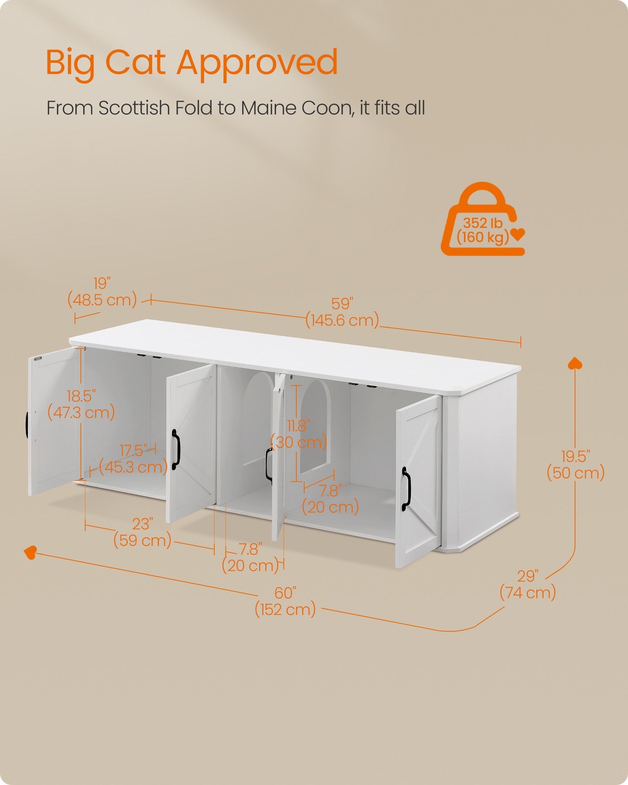 Modern Cat Litter Box Furniture Hidden for 2 Cats - image 12