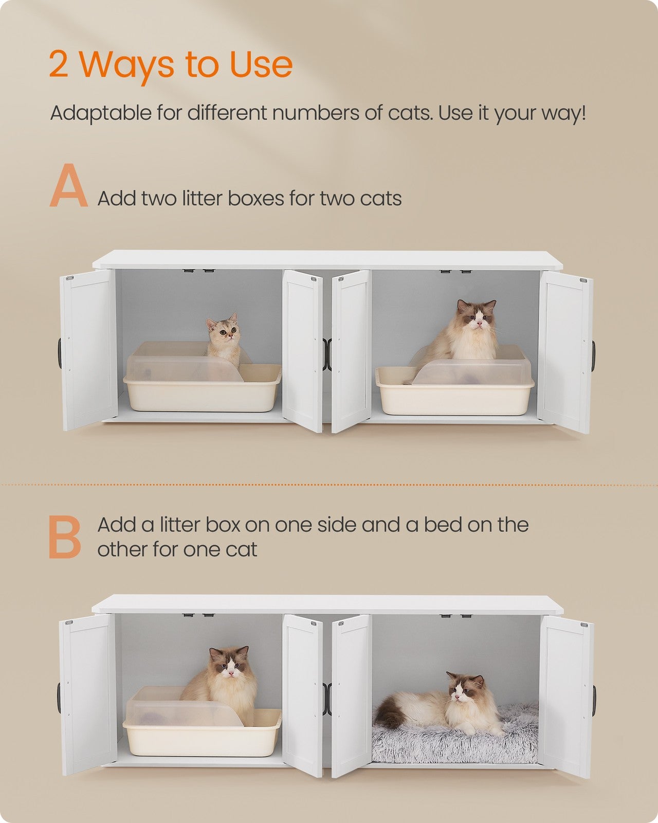 Modern Cat Litter Box Furniture Hidden for 2 Cats - image 14