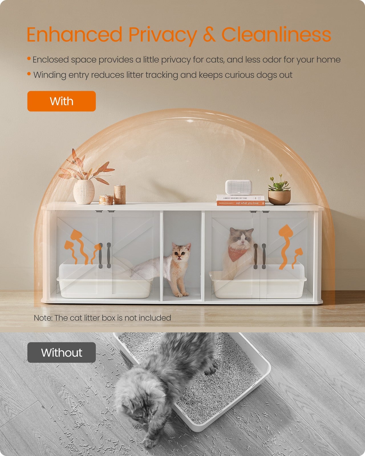 Modern Cat Litter Box Furniture Hidden for 2 Cats - image 17