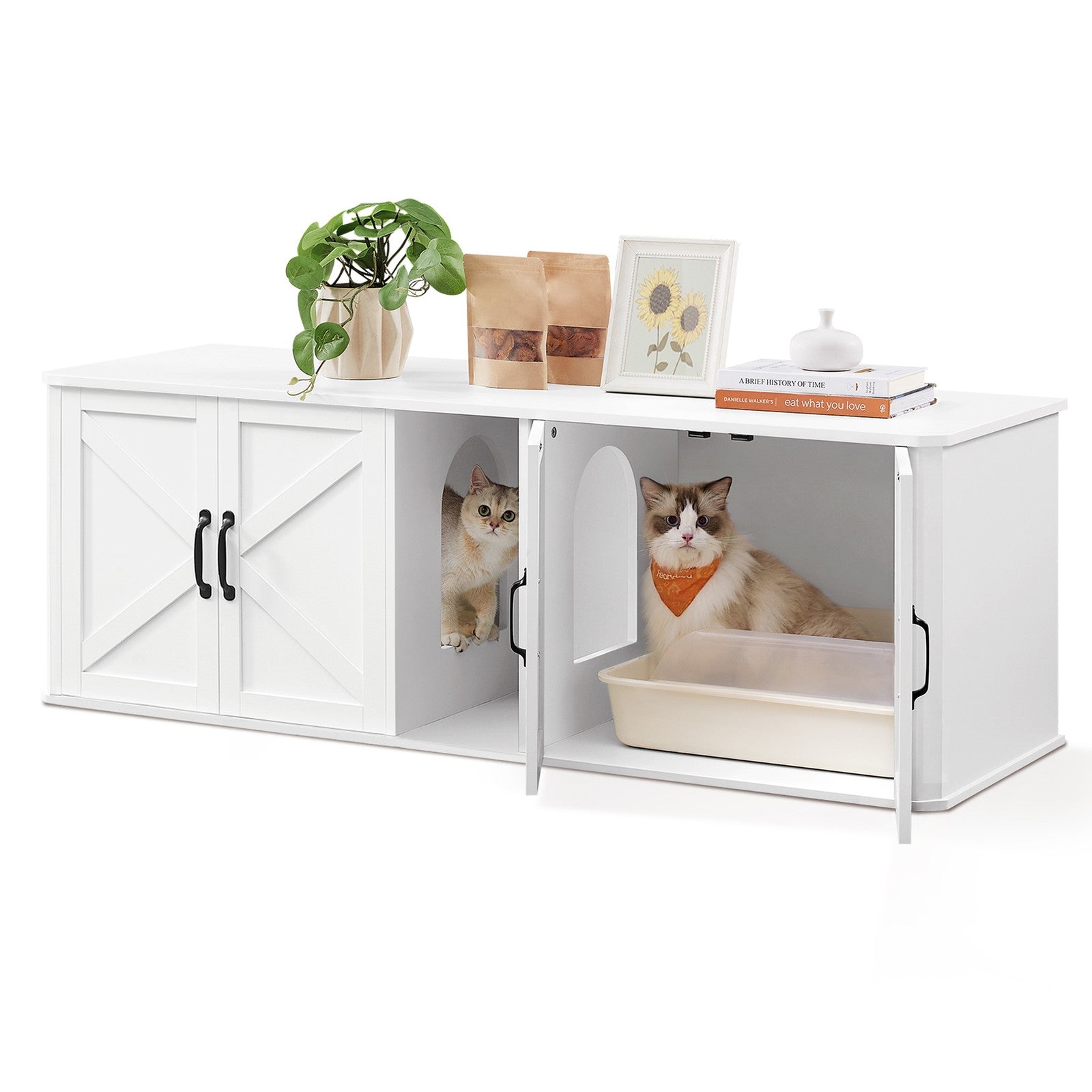 Modern Cat Litter Box Furniture Hidden for 2 Cats - image 19