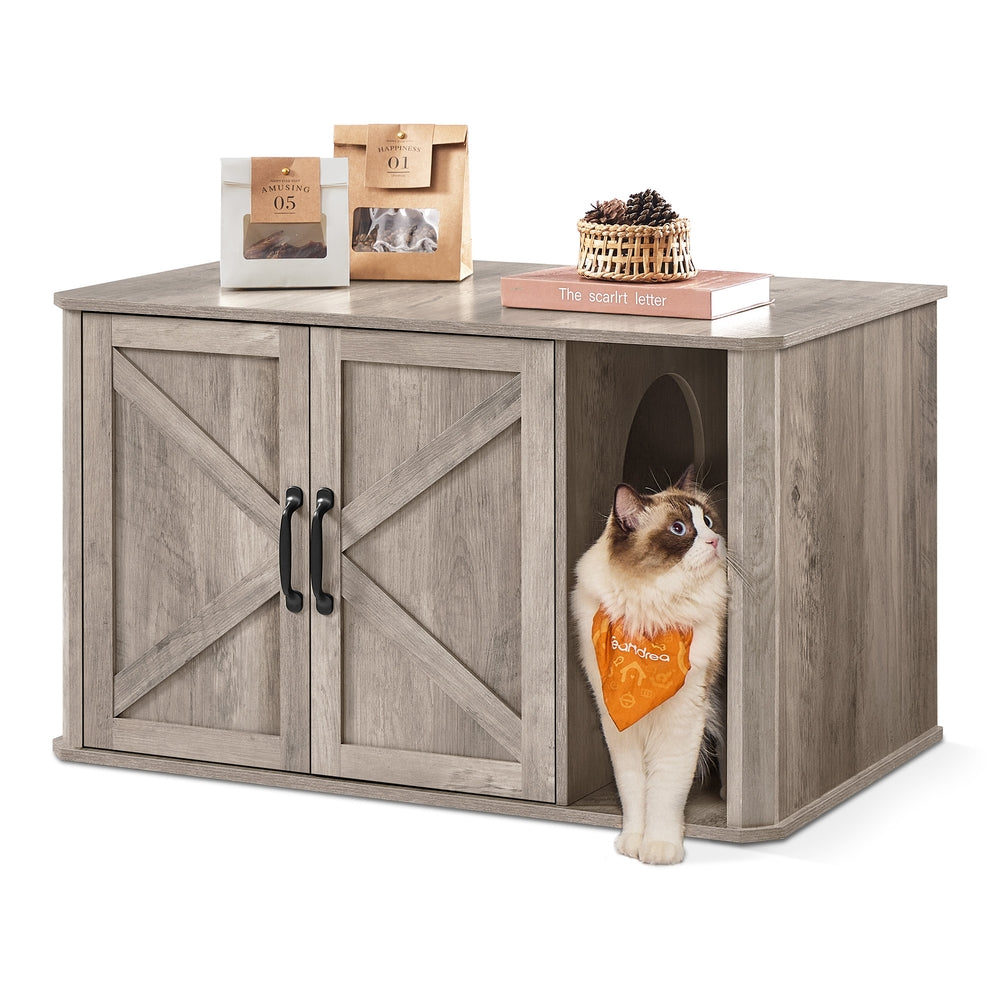 Modern Cat Litter Box Furniture Hidden with Front Entry - image 1