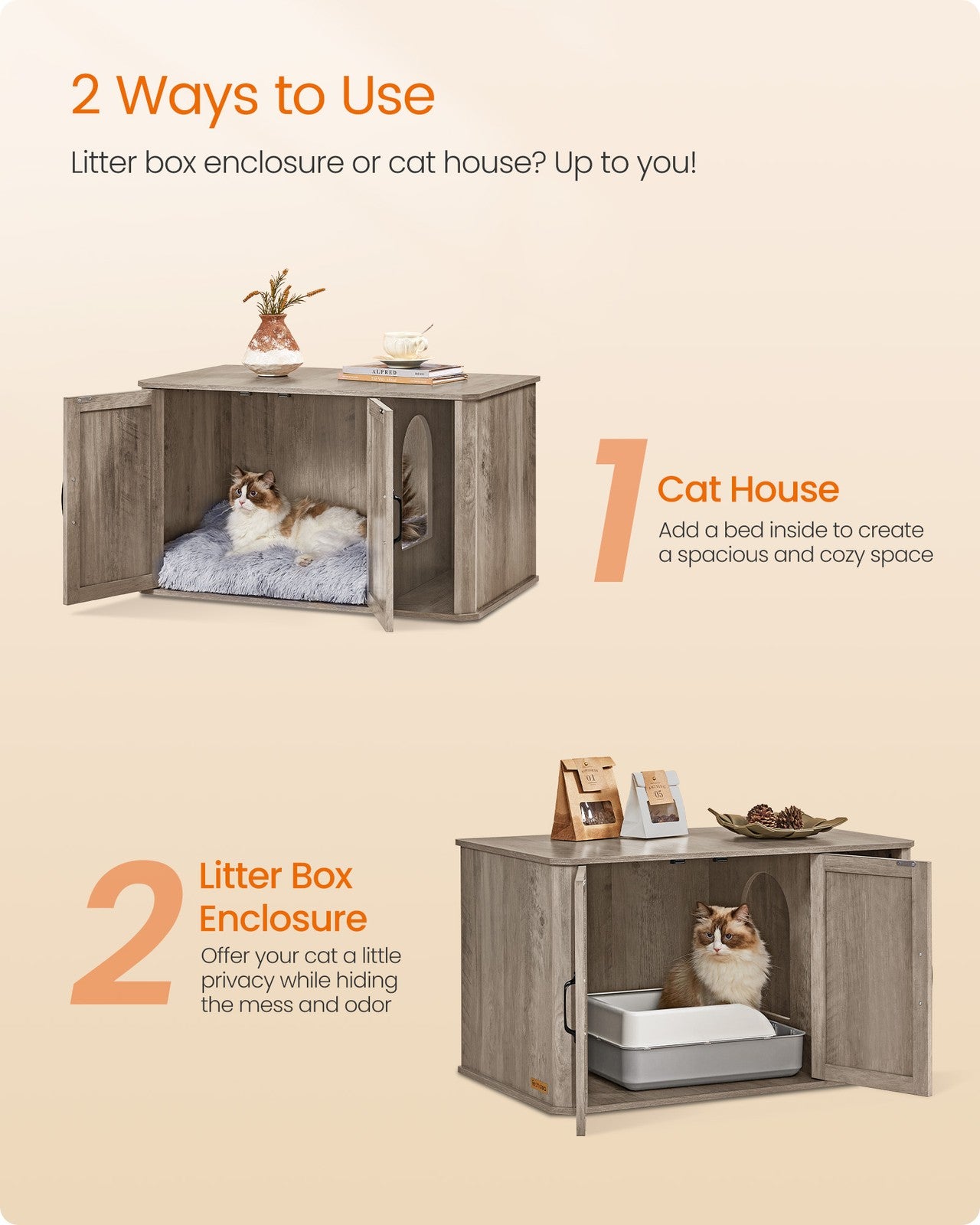Modern Cat Litter Box Furniture Hidden with Front Entry - image 4