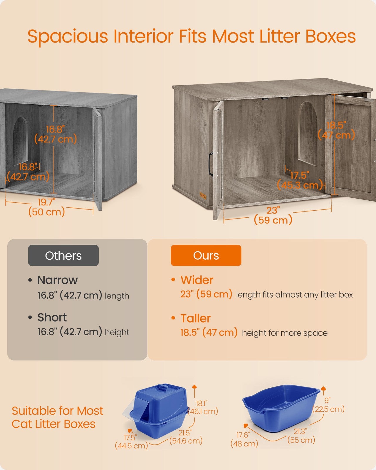 Modern Cat Litter Box Furniture Hidden with Front Entry - image 5