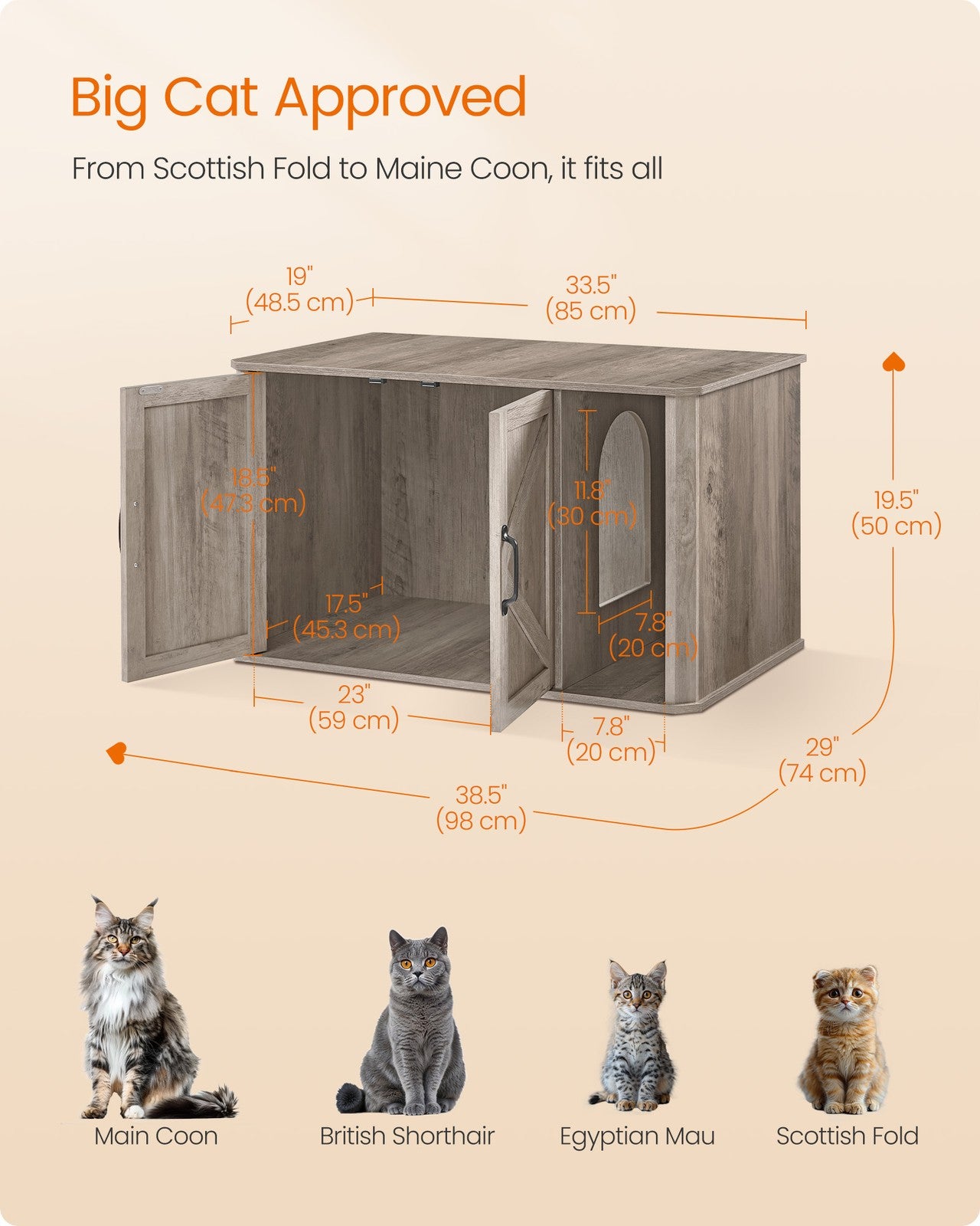 Modern Cat Litter Box Furniture Hidden with Front Entry - image 6