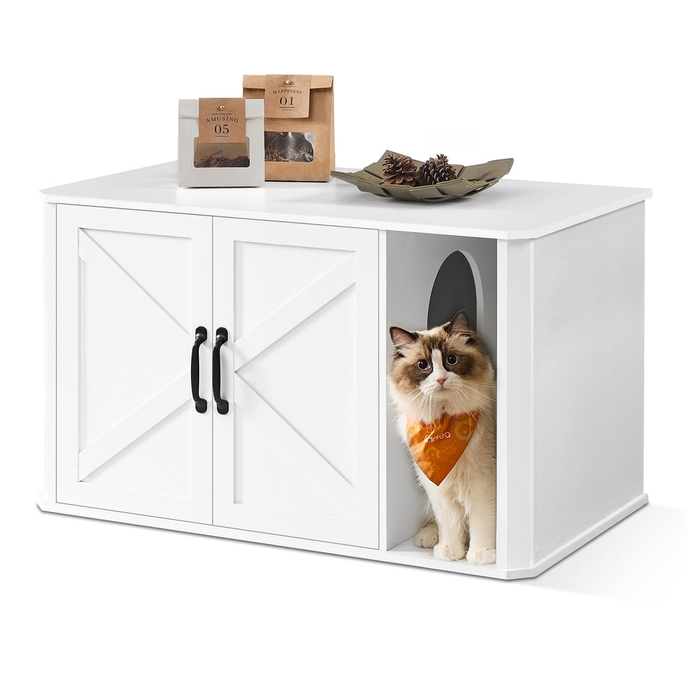 Modern Cat Litter Box Furniture Hidden with Front Entry - image 8