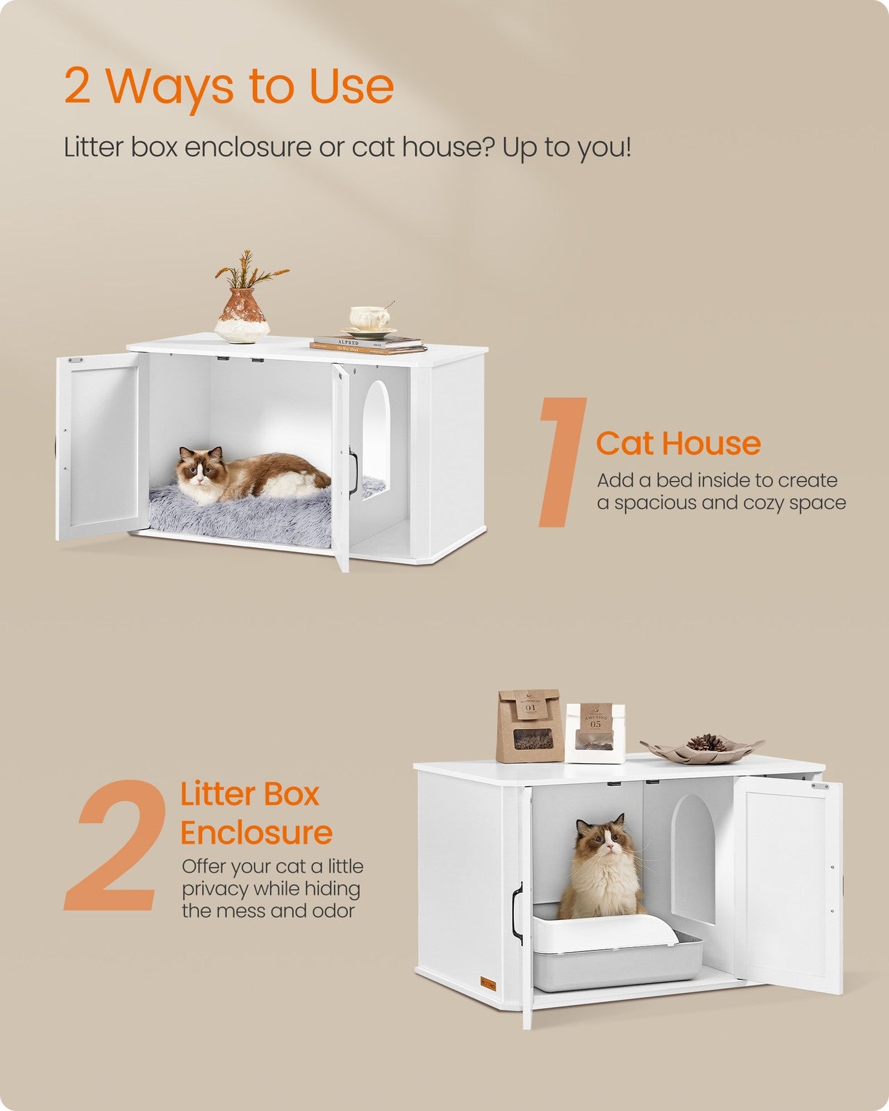 Modern Cat Litter Box Furniture Hidden with Front Entry - image 11