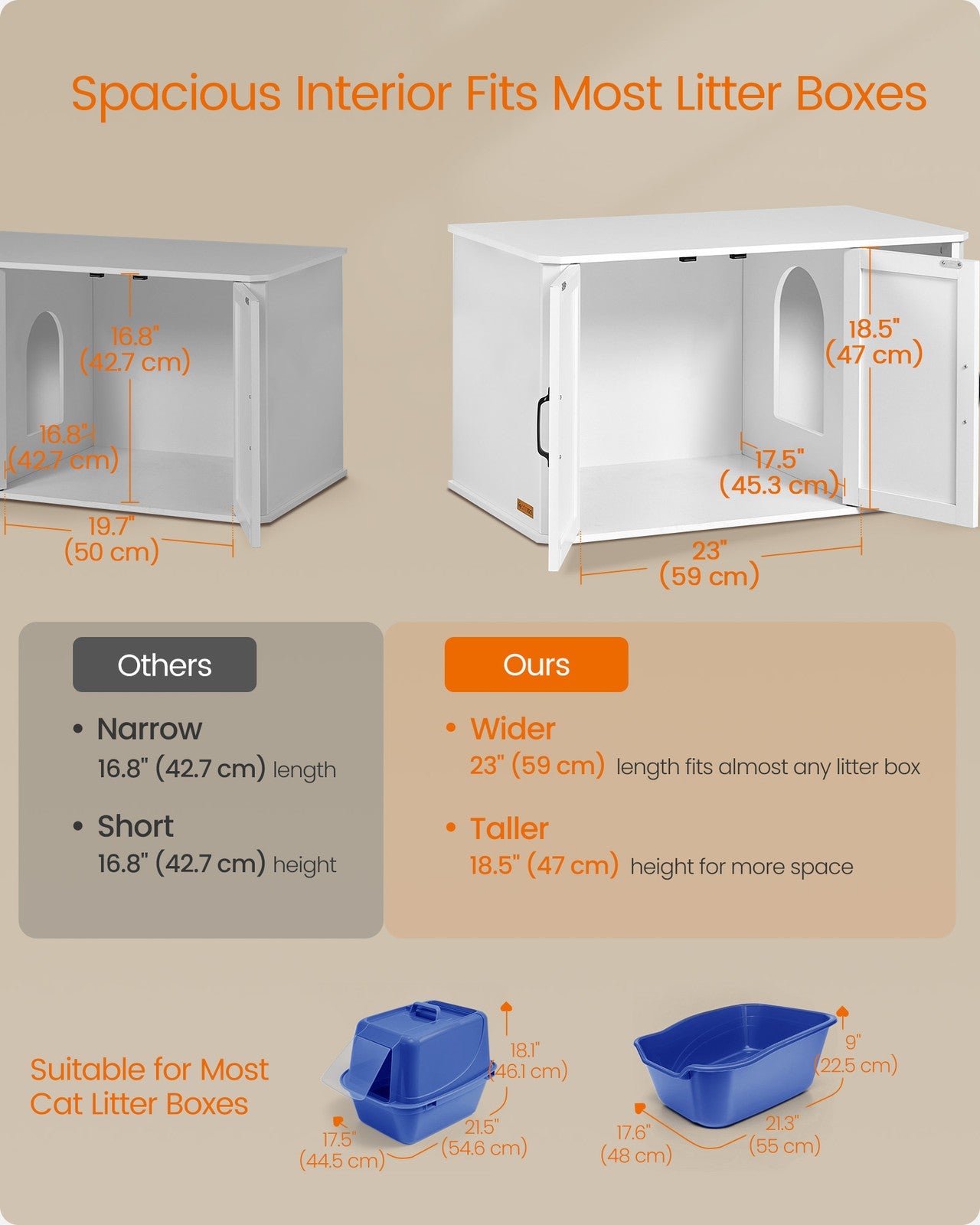 Modern Cat Litter Box Furniture Hidden with Front Entry - image 12