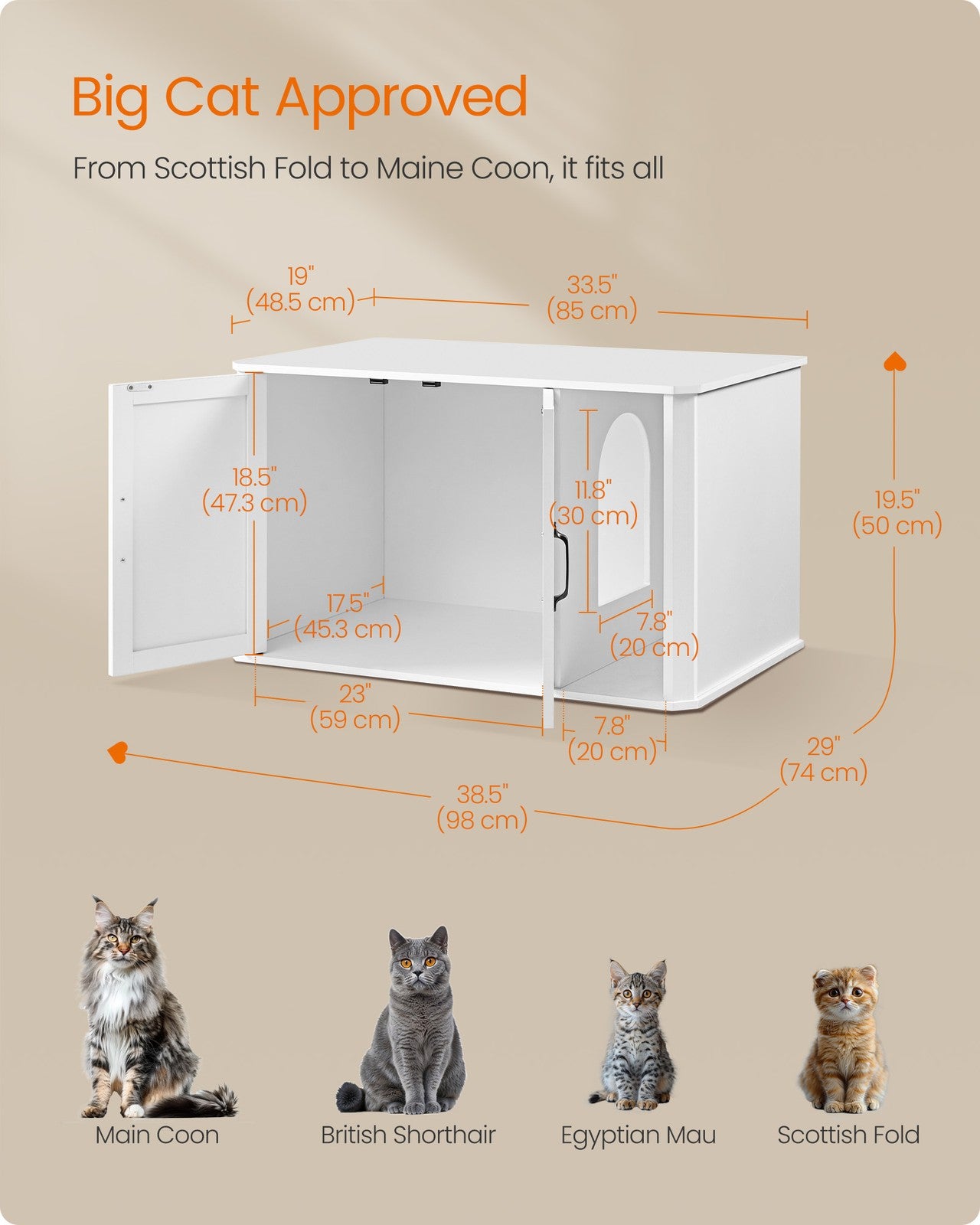 Modern Cat Litter Box Furniture Hidden with Front Entry - image 13