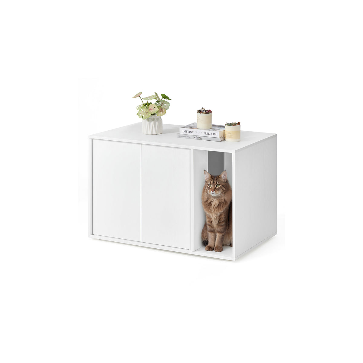 Superfast Toolless Assembly-Cat Litter Box Enclosure for Large Cats