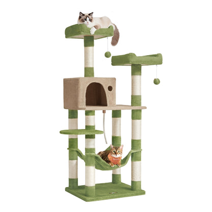 56.3-Inch Cat Tree with Scratching Posts, Hammock, Plush Perch - image 10