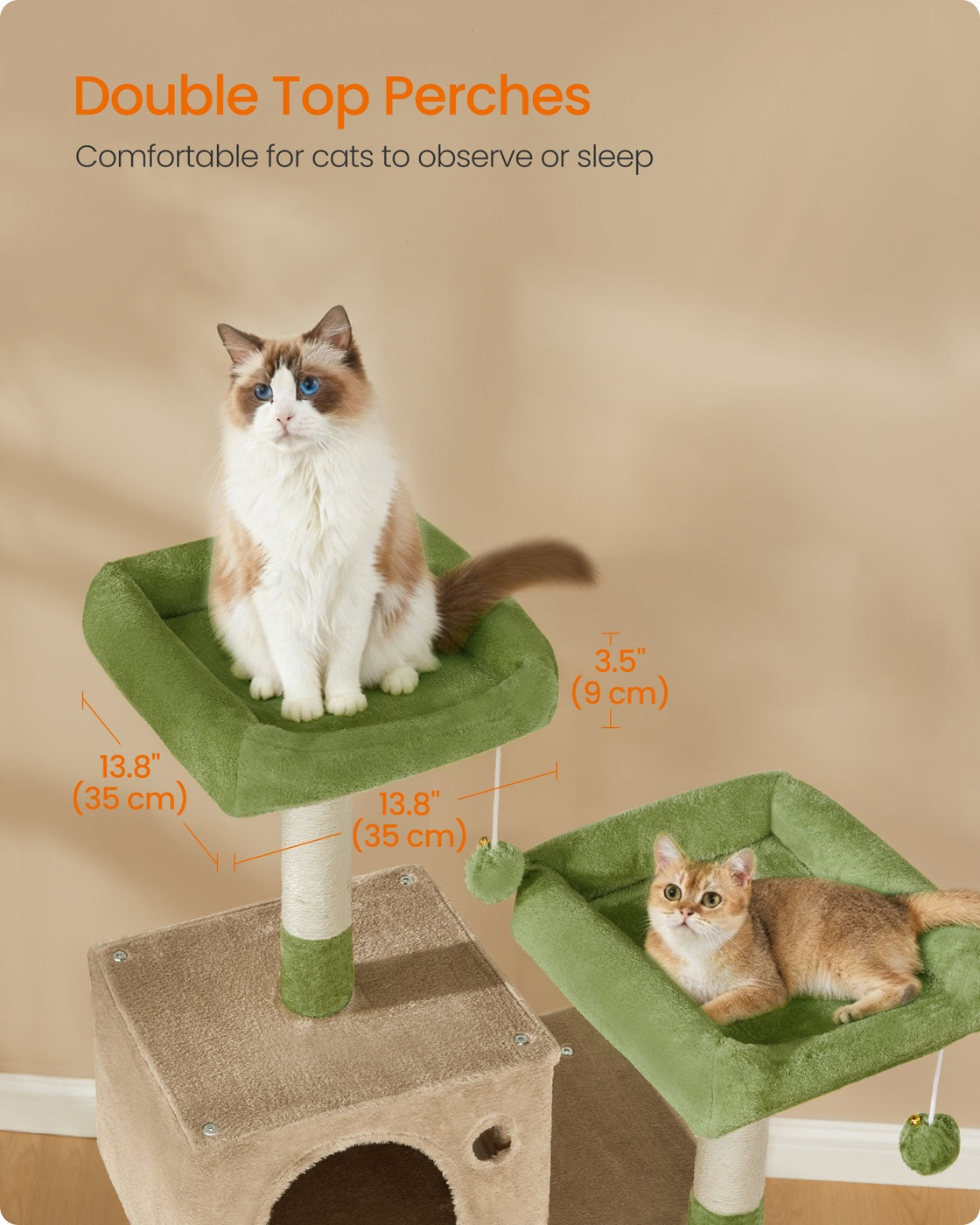 56.3-Inch Cat Tree with Scratching Posts, Hammock, Plush Perch - image 12