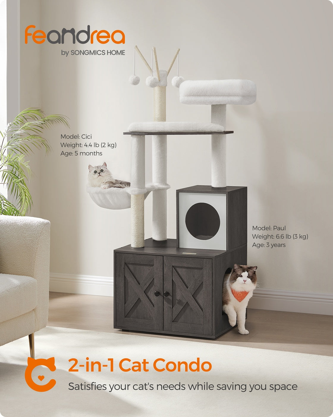 Cat Tree with Litter Box Enclosure - image 2