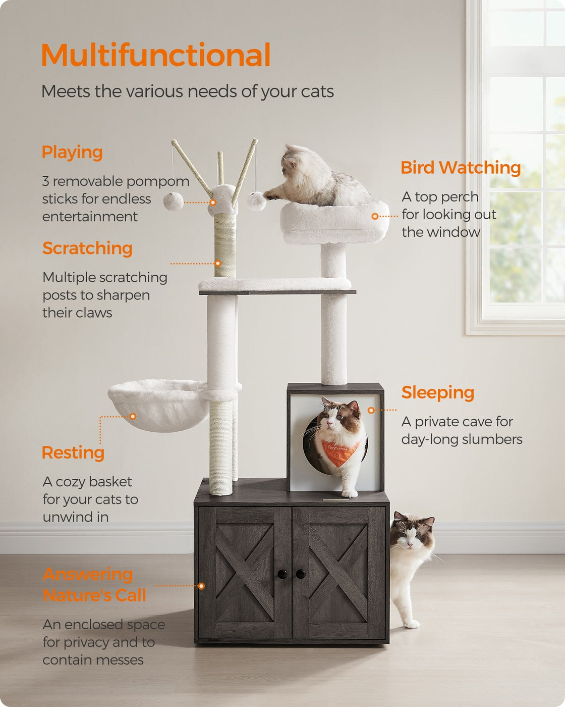 Cat Tree with Litter Box Enclosure - image 3