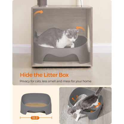 Cat Tree with Litter Box Enclosure Greige - image 7