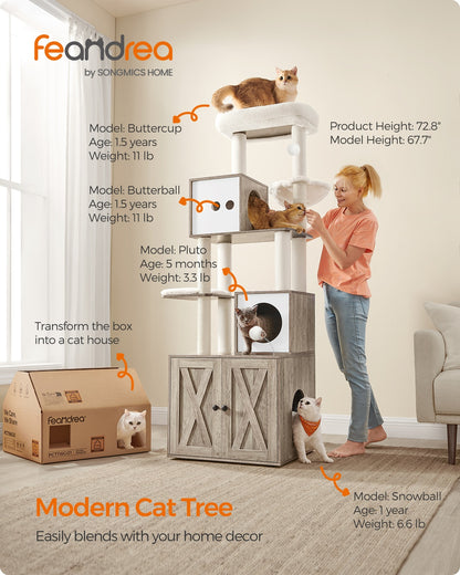72.8-Inch Tall Cat Tree with Litter Box Enclosure - image 2