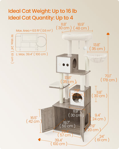 72.8-Inch Tall Cat Tree with Litter Box Enclosure - image 6