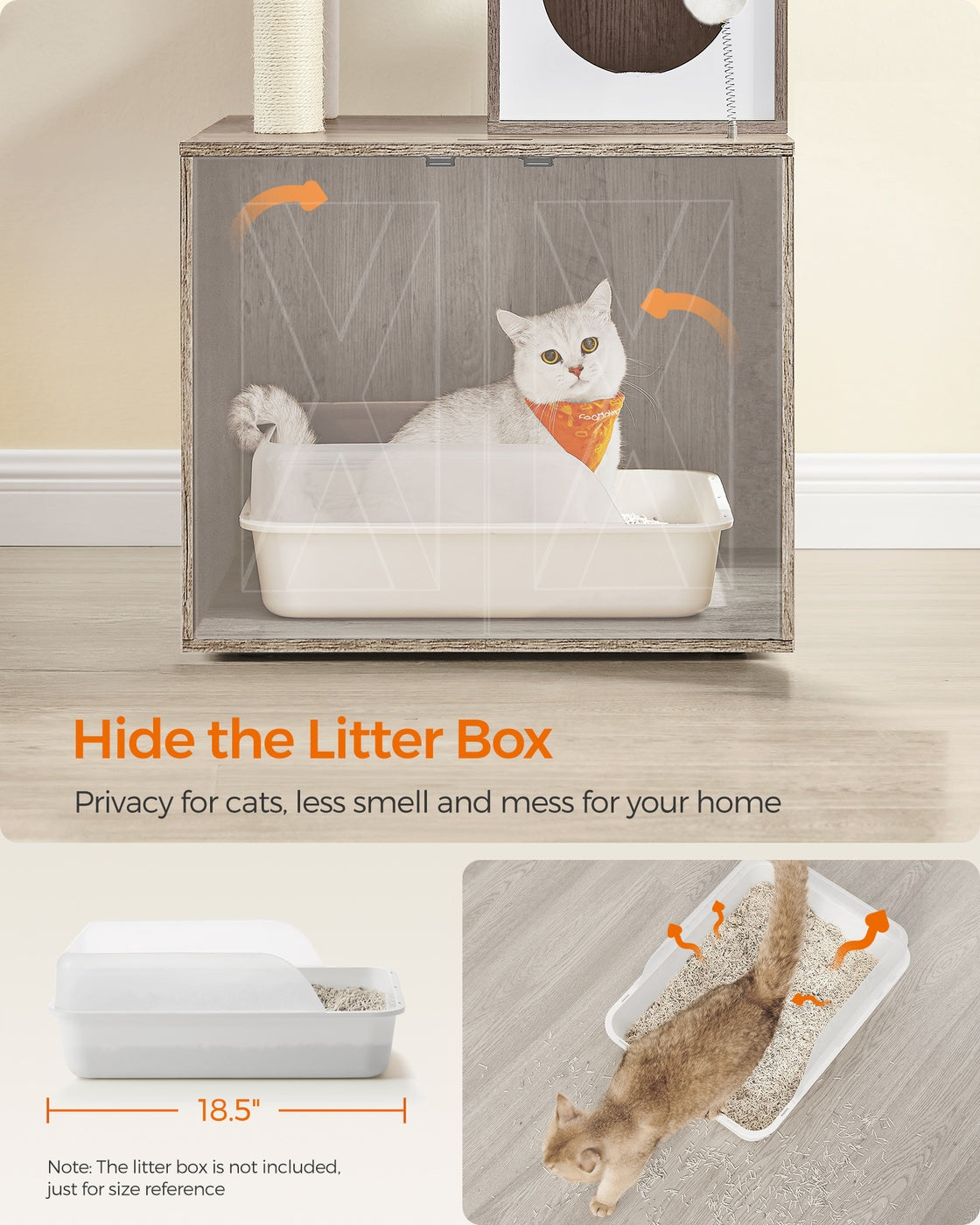 72.8-Inch Tall Cat Tree with Litter Box Enclosure - image 7