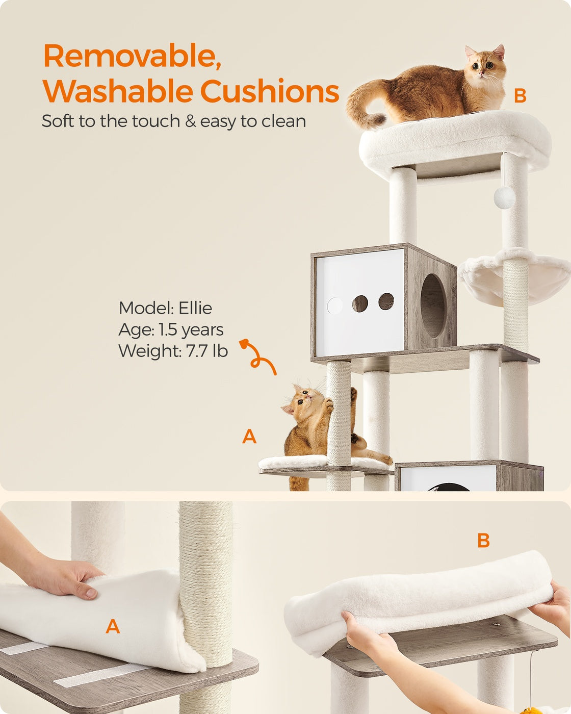 72.8-Inch Tall Cat Tree with Litter Box Enclosure - image 8